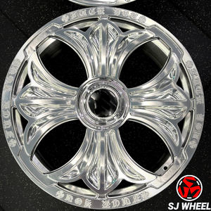 Rines Forjados SJ Chrome Hearts Pulidos de 20-24 Pulgadas, Estilo Vintage Retro, Compatibles con Chevy Impala, <span class=keywords><strong>Lincoln</strong></span>, Cadillac Deville, Rolls Royce - Product Image 5