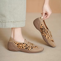 Mocassini Casual da Donna in Vera Pelle Super Morbida con Stampa Leopardata, Punta Quadrata, Suola Spessa e Fodera in Pelle di Maiale – Non Stancano i Piedi