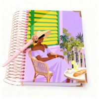 Planificateur à spirales personnalisé de la marque Zm avec couverture en papier artistique, 96 feuilles, 18,6 x 12,8 cm, fabriqué dans le Guangdong, cadeau