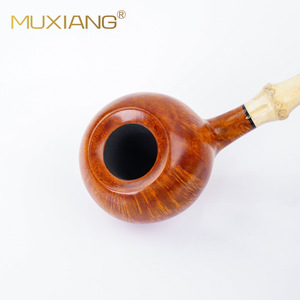 MUXIANG Handmade Bamboo Joint Briar Wood Pipe Free Type Tobacco Pipe For Smoking - Product Image 4