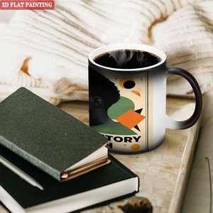 Taza de Regalo Personalizada, Negra Esmerilada, 11 oz, Cerámica, Sensible al Calor, Taza Blanca para Aniversario de Empresa - Product Image 3