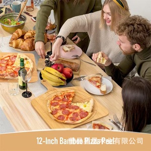 Support à pizza en bambou 4 niveaux en bois massif avec poignée pour le service en cuisine - Product Image 5