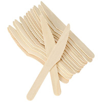 Ensemble de couverts jetables en bois écologiques, biodégradables, en bois de bouleau naturel, couteau, fourchette, cuillère, vaisselle durable pour les fêtes