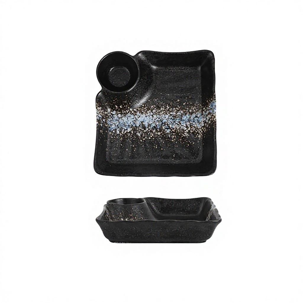 Assiette à raviolis japonais "Glace Bleue"