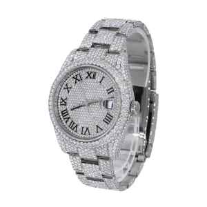 Reloj de Lujo de Acero Inoxidable con Moissanita Brillante, Acabado Radiante Deslumbrante y Diseño Clásico de Cuarzo Confiable para Hombre - Product Image 1