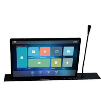 Système de conférence sans papier avec élévateur de moniteur de bureau caché, écran tactile, élévateur de moniteur LCD de bureau avec microphone intégré
