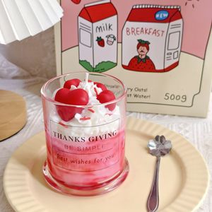 2026 Trending Products Handmade Novelty Mini Cute Art Soy Wax Scented Glass Lemon Strawberry Food Mousse Cupcake Dessert <b>Candles</b> - Product Image 3