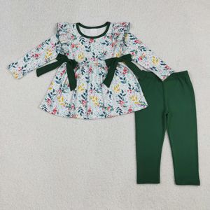 Ensemble vert fleuri de Noël pour filles (12-18 mois à 7-8 ans) - Product Image 1