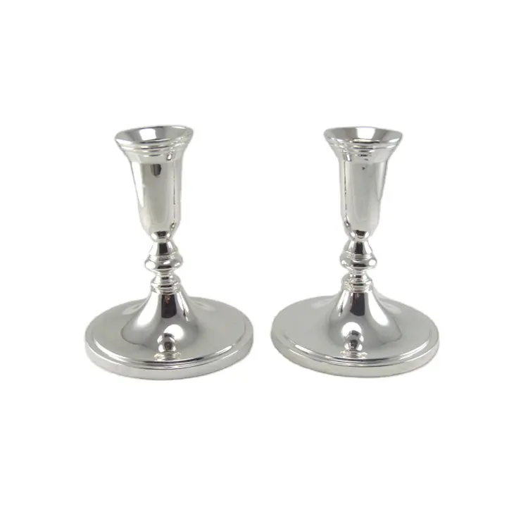 silver plated metal event and party supplies candlestick one arm