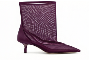 Bottines à talon chaton en maille <span class=keywords><strong>bleu</strong></span> <span class=keywords><strong>marine</strong></span> pour <span class=keywords><strong>femme</strong></span>, personnalisées par le fabricant, à bout pointu et couleur unie. - Product Image 3