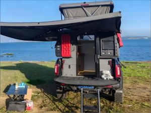 Moderna caravana <span class=keywords><strong>de</strong></span> aluminio para camioneta, diseño deslizable e impermeable, ligera, plegable y móvil, para viajes todoterreno 4x4. - Product Image 2