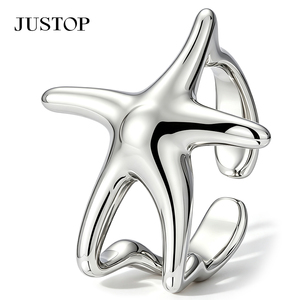 JUSTOP 925 Silver Plated Braided Cocktail <b>Ring</b> Unisex Modern Fashion Jewelry Daily Wear - Product Image 2