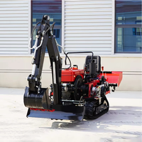 Mini-tracteur de jardin sur chenilles 35 CV avec rotoculteur - Compact et efficace pour l'agriculture à petite échelle et l'aménagement paysager, idéal pour les rizières