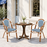 Fauteuil de bistrot français léger et confortable, résistant aux intempéries, en aluminium et tissu Teslin, pour salle à manger, patio, café, bistrot, décoration