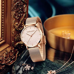 Hannah Martin, reloj de pulsera de cuarzo dorado rosa de lujo para mujer, logotipo personalizado, diseño minimalista, fábrica de acero inoxidable al por mayor - Product Image 4