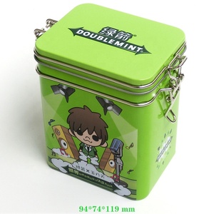 Rectangular airtight metal tin box tea coffee tin box container chocolate chewing gum candy tin box with metal wire hinged lid