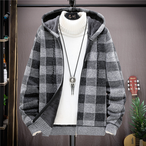 เสื้อฮู้ดซิปผู้ชาย แขนยาว สไตล์ลำลอง ซิปเต็มตัว บุขนเชอร์ปา ผ้าถักแบบคาร์ดิแกน มีกระเป๋า - Product Image 2