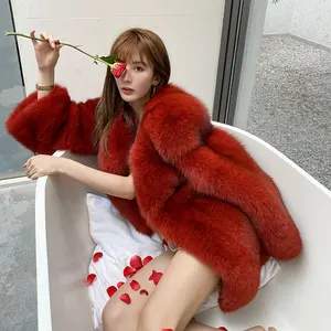 Excellent Supplier Hot Sale Whole Skin Big Fox Fur Coat Fashion Wholesale Women Outwear Winter Saga Red Fox Fur Coats