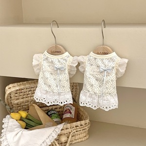 Vêtements pour chats et chiens Hi Kitty Puff, bleu floral, respirants et mignons, vêtements pour petits chiens Teddy et Bichon Frise - Product Image 3