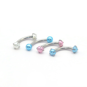 Clous d'oreilles en acier inoxydable en forme d'arc avec perles d'imitation pour piercing des sourcils et des lèvres – Idéal comme cadeau - Product Image 4