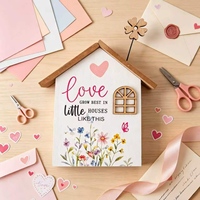 Panneau mural rustique en bois « L'amour grandit dans les petites maisons comme cette ferme », décoration intérieure 13,5 cm