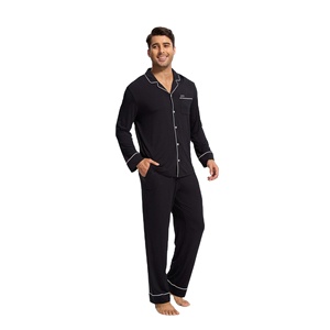 Premium Sleepwear Men's <b>Pyjamas</b> Long Sleeve Pajama Sets Knitted Bamboo Modal Custom Logo Casual Home Wear <b>for</b> Mens - Product Image 1