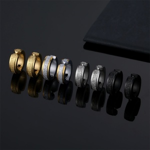 Wholesale Dainty Men Accessories Gold Plated Stainless Steel Scrub Ear Lip on <b>Earrings</b> - Product Image 2