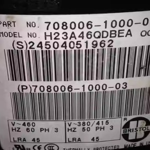 Compresor Bristol H23A46QDBEA 4HP 12V para Reemplazo en Aire Acondicionado y Almacenamiento en Frío - Product Image 1