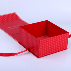 Luxury ribbon red flap boite coffret cadeau vide paper folding gift box for packing barra
