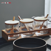 Cadeau de noël petit ensemble de pots à thé et sucre en verre Borosilicate avec couvercle en bambou
