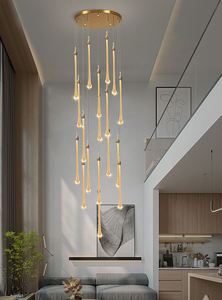 Nouveau design longue goutte <span class=keywords><strong>d</strong></span>'<span class=keywords><strong>eau</strong></span> K9 lustre en cristal pour escalier de villa LED lustre de luxe moderne - Product Image 3