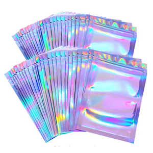 clear window resealable holographic laser zipper mylar ziplock eyelash packaging bag