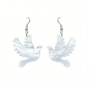 Boucles d'oreilles en forme de coquille de colombe blanche E4005 pour femmes, bijoux romantiques à la mode - Product Image 1