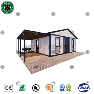 Light Steel Frame White Wood Grain Prefab Home Wooden Terrace Awning & <b>LED</b> Lighting Modular Backyard Guest House - Product Image 2