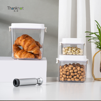 Thankhot Stockage des aliments sous vide en plastique sans BPA Pain Farine Grains Pet Chien Chat Nourriture Grain de café moulu Stockage avec Date Tracker