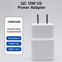 Adaptador de Corriente USB-A de Carga Rápida QC3.0 de 15W con Circuito Inteligente de Control de Voltaje para Teléfonos Móviles, Ideal para Viajes de Negocios Globales