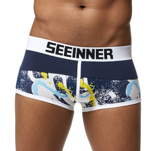 Biancheria intima Sport Boxer Mens Rigonfiamento di Stampa Laser Cut Sexy Mini Slip Senza Soluzione di Continuità Degli Uomini Del Cotone Heren Sollievo In Lattice Supporter Dei Caraibi Boxer - Product Image 6