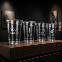 Gobelet jetable en PET transparent à paroi simple de 89 mm et 14 oz pour thé au lait Boba, boissons froides à emporter, impression de logo personnalisée