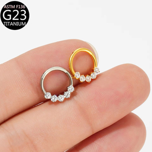 Anelli Segmentati in Titanio e Zirconio <span class=keywords><strong>per</strong></span> Piercing al Naso, Gioielli da Donna <span class=keywords><strong>per</strong></span> Matrimonio, Orecchini a Cerchio alla Moda, <span class=keywords><strong>Anello</strong></span> Daith - Product Image 4