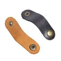 Organisateur de câbles de voyage en cuir véritable pour écouteurs, chargeurs USB, avec clip, support de rangement pour câbles de données et accessoires, personnalisable avec logo