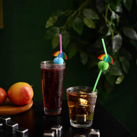 Pailles de cocktail aux fruits 3D pailles en plastique colorées parapluie fête à boire décoration de bar fournitures de fête