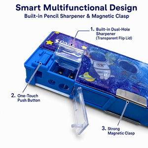 <span class=keywords><strong>Astuccio</strong></span> 3D Lenticolare per Bambini, Portamatite Multifunzionale in Plastica <span class=keywords><strong>con</strong></span> Temperino, Chiusura Magnetica, Grande Capacità - Product Image 5