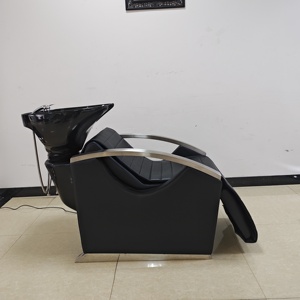 Sillón de Peluquería Eléctrico Moderno Personalizado de Cuero PU con Lavabo de Cerámica, Reposapiés Ajustable y Duradero para Barbería y Salón de Belleza - Product Image 4