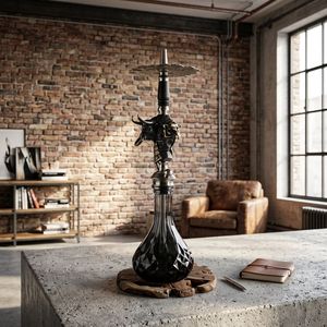 Cachimba de Cristal Negro con Diseño de Toro y Tigre, Base de Vidrio, Juego de Pipas de Metal para Lounge Bar - Product Image 4