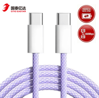 Kabel Pengisian Cepat USB Type-C 60W Berkualitas Tinggi OEM 1M/Jaket Nilon Kustom untuk iPhone 15/16/17 Kamera Konduktor Tembaga Murni
