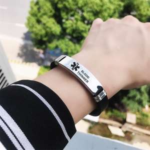 Gelang peringatan medis silikon Stainless Steel, hadiah perhiasan untuk alergi <span class=keywords><strong>Diabetes</strong></span>-pesona Fashion pria wanita - Product Image 2