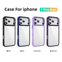 Coque de protection antichoc transparente avec support et protection d'objectif en métal pour Apple iPhone 17 Pro Max 16E 15 14 Plus 17 Air 13 12 11