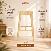 Chaise de bar rétro, design luxueux, chaise de salle à manger en bois massif, restaurant, café, salle à manger, mobilier de maison, tabourets de bar