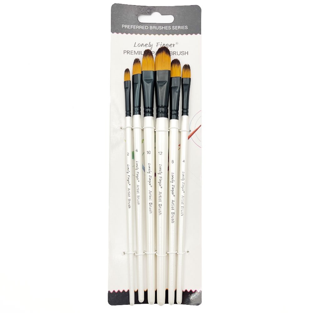6pcs  White Filbert Brushes Set
