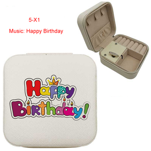 Boîte à musique Joyeux Anniversaire avec des centaines de mélodies au choix, étui de rangement pour bijoux de voyage, personnalisable avec impression - Product Image 3